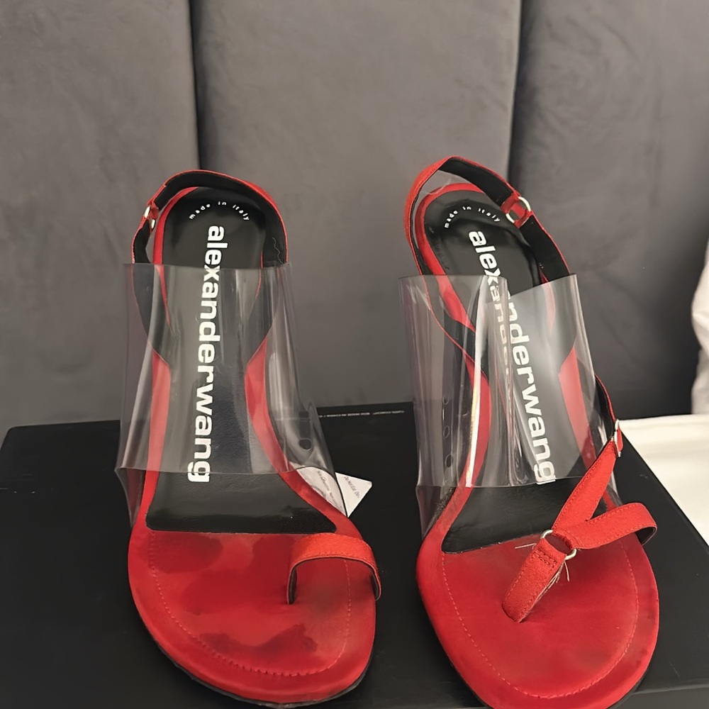 Alexander Wang Red Heeled Sandals with Bow Details